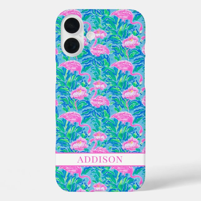 Watercolor Flamingos Monogrammed Case-Mate iPhone Case (Back)