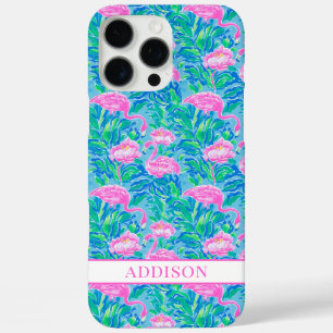 Watercolor Flamingos Monogrammed iPhone 16 Pro Max Case