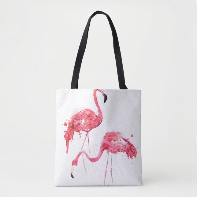 Watercolor flamingos tote bag (Front)