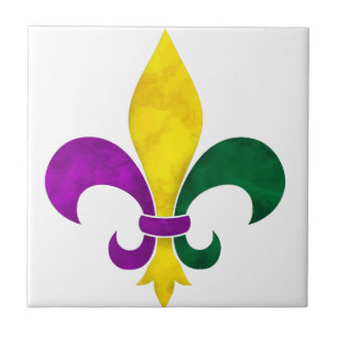 watercolor fleur de lis ceramic tile