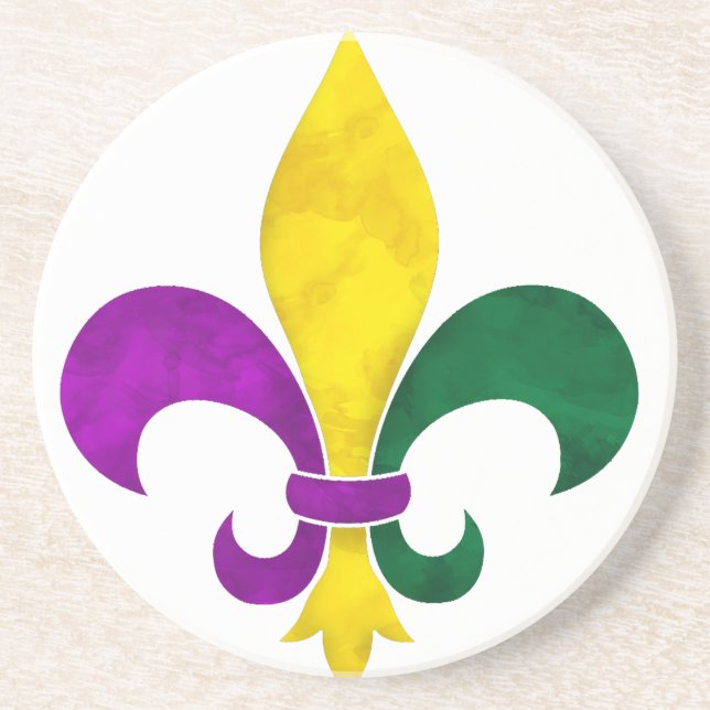 watercolor fleur de lis coaster (Front)