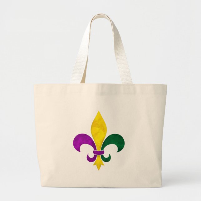 watercolor fleur de lis large tote bag (Front)