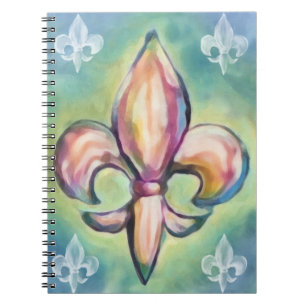 Watercolor Fleur de Lis Notebook