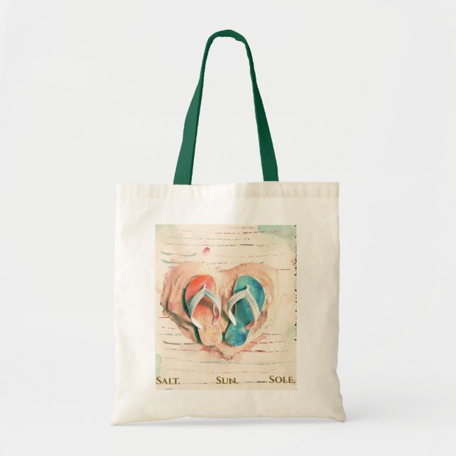 Watercolor Flip Flop Beach Tote Bag (Front)