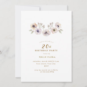 Watercolor Flora Birthday Invitation