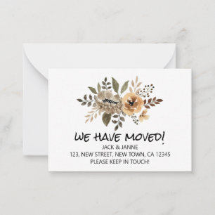 Watercolor Flora We Have Moved Announcement Card