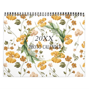 Watercolor Floral  12 Photo Calender with Notes Ca Calendar