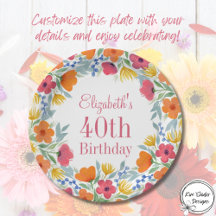 Watercolor Floral 40th Birthday
