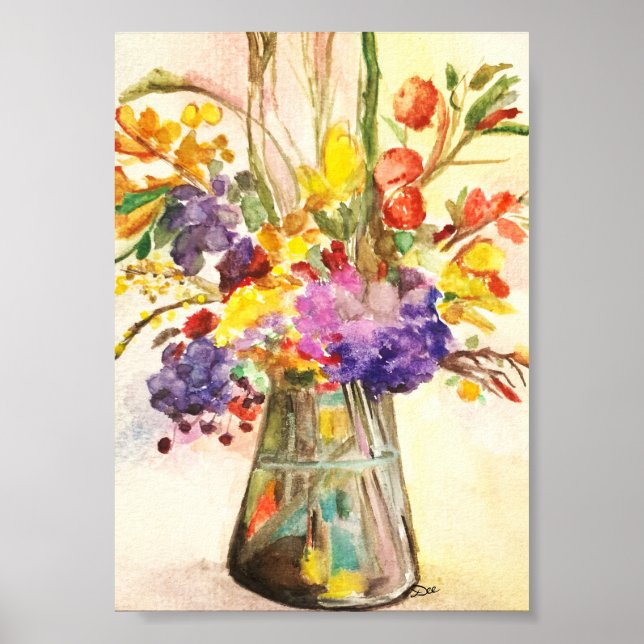 Watercolor Floral 5x7 Premium Canvas Gloss Poster (Front)