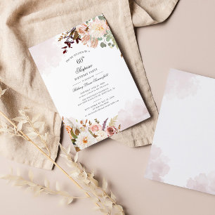 Watercolor Floral 60th Birthday Party Invitation
