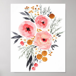 Watercolor Floral 8x10 Poster Print