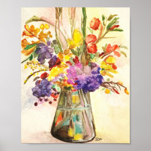 Watercolor Floral 8x10 Premium Canvas Gloss Poster