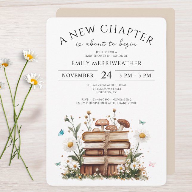Watercolor Floral A New Chapter Baby Shower Invitation (Creator Uploaded)