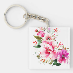 Watercolor floral Acrylic Keychain
