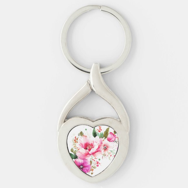 Watercolor floral Acrylic Keychain (Front)