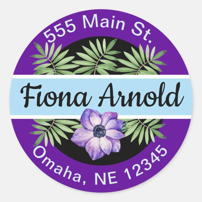 Watercolor floral address label (Front)