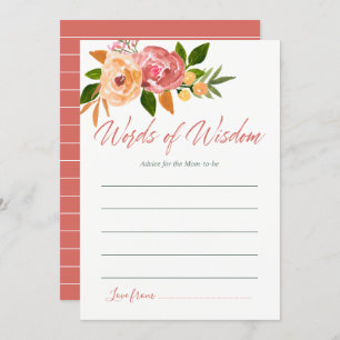 Watercolor floral Advice for Mum Baby Shower Invitation