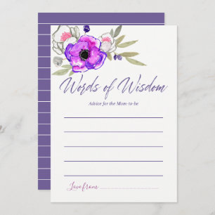 Watercolor floral Advice for Mum Baby Shower Invitation
