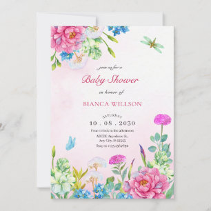 Watercolor floral aesthetic baby shower invitation