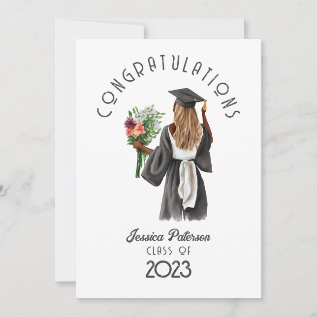 Watercolor Floral African Girl Congratulations (Front)