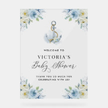 Watercolor Floral Anchor Nautical Baby Shower