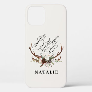 Watercolor floral and antlers bride to be iPhone c iPhone 12 Case