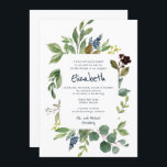 Watercolor Floral and Foliage Bat Mitzvah Invitation<br><div class="desc">Composed of playful script and serif typography; All against a backdrop of white background and watercolor foliage frame.

This is designed by Select Party Supplies,  exclusive for Zazzle.

Available here:
http://www.zazzle.com/selectpartysupplies</div>