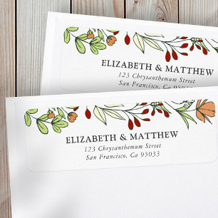 Watercolor Floral and Foliage Wedding Return Address Label