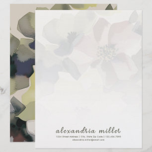 Watercolor Floral and Greenery Stationery Custom Letterhead
