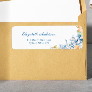Watercolor Floral and Lemon Teapot Return Address Label