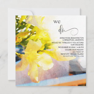 *~* Watercolor Floral AR15 QR RSVP Yellow WEDDING  Invitation