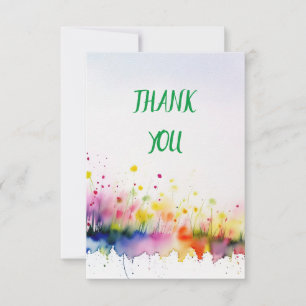 Watercolor Floral Art Thank You Card