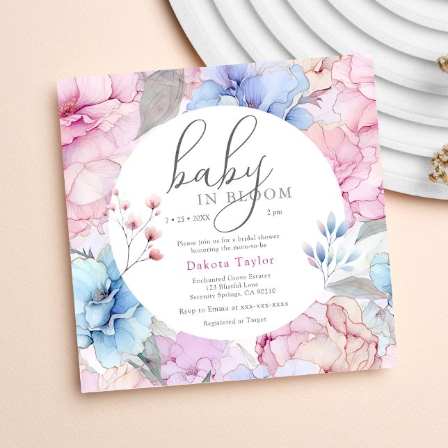 Watercolor Floral Baby In Bloom Baby Shower Invitation (Creator Uploaded)