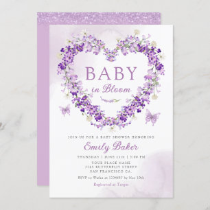 Watercolor Floral Baby in Bloom Girl Baby Shower Invitation
