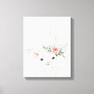 Watercolor Floral Baby Lamb Canvas Print