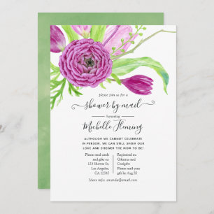 Watercolor Floral Baby Shower by Mail Invitation