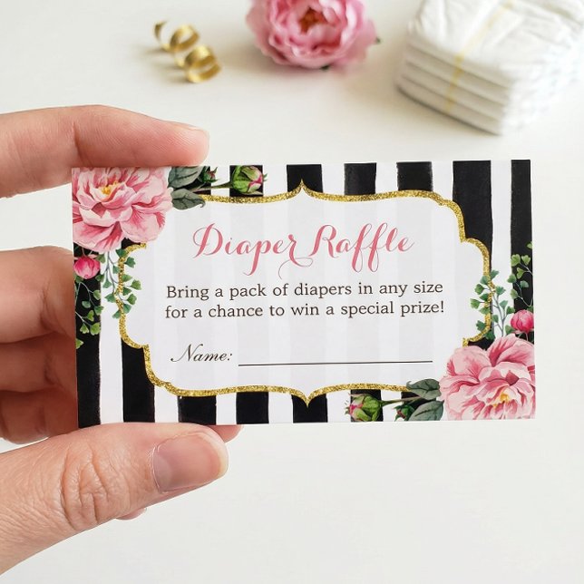 Watercolor Floral Baby Shower Diaper Raffle Ticket (Creator Uploaded)