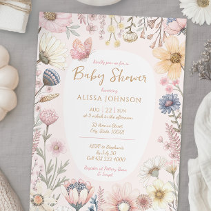 Watercolor Floral Baby Shower Invitation