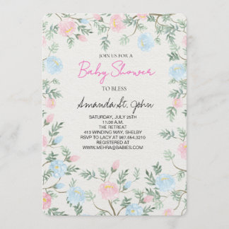 Watercolor Floral Baby Shower Invitation