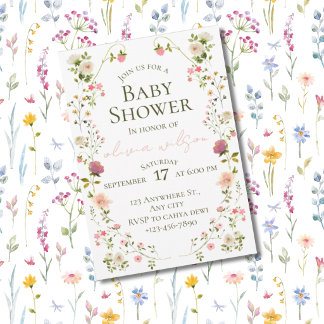 Watercolor Floral Baby Shower Invite