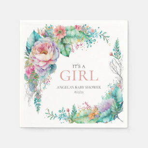 Watercolor Floral Baby Shower Napkins
