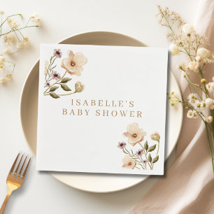 Watercolor Floral Baby Shower Paper Napkin