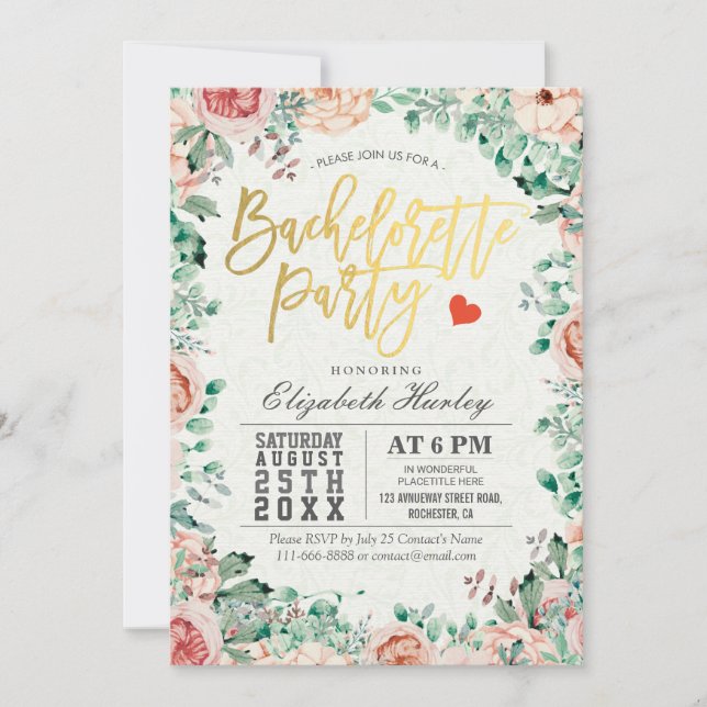 Watercolor Floral Bachelorette Party Invitation (Front)