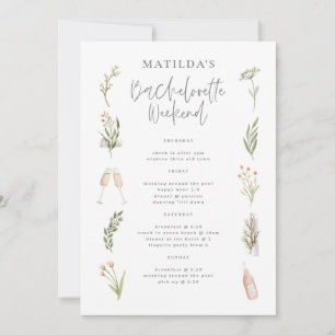Watercolor floral bachelorette weekend itinerary