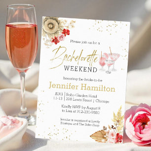 Watercolor Floral Bachelorette Weekend Itinerary Invitation