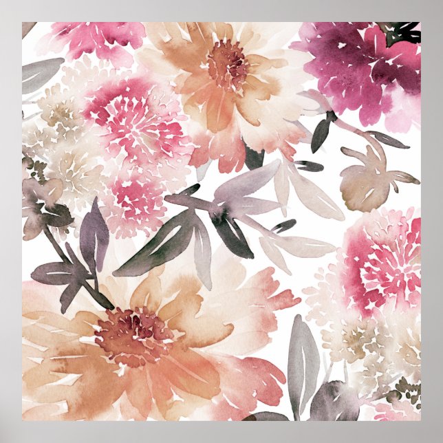 Watercolor floral backgroundpattern,flower,art,flo poster (Front)