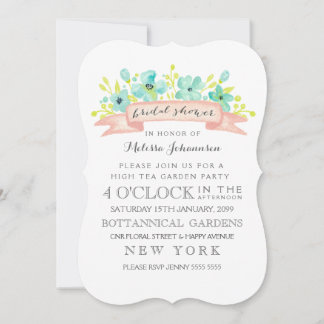 Watercolor Floral Banner Bridal Shower Invite