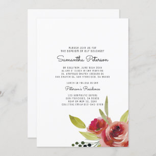 Watercolor Floral Baptism Invitation