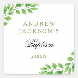 Watercolor Floral Baptism Sticker Tags