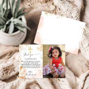 watercolor floral baptism thank you card